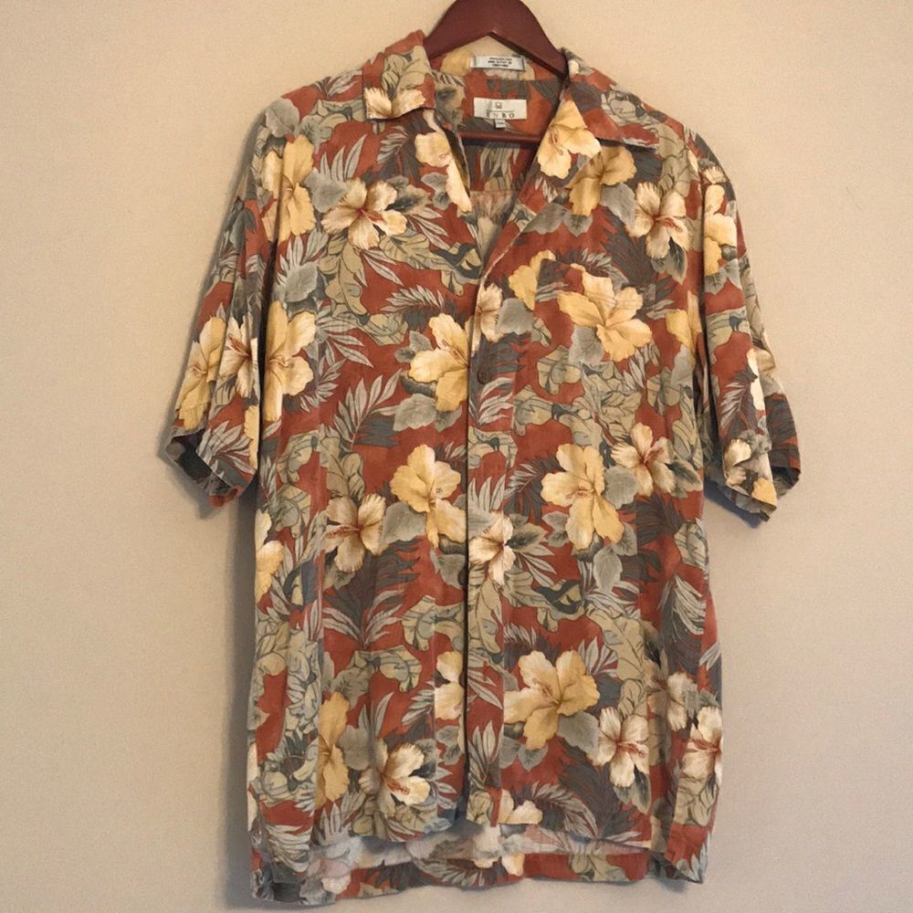 ENRO Tropical Print Silk Button Down - Size Medium - Picture 2 of 6